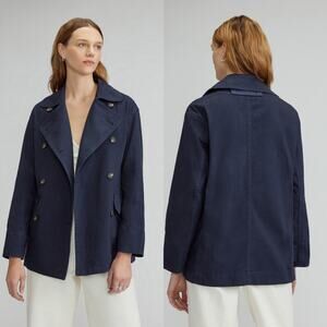Everlane The Organic Cotton Herringbone Jacket Navy Women XXS NWT Rigid Denim